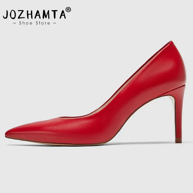 JOZHAMTA Size 33-41 Women Pumps High Heels Shoes Women Pu Leather Elegant Woman Heeled Shoes Party Ladies Footwear Fashion 2023