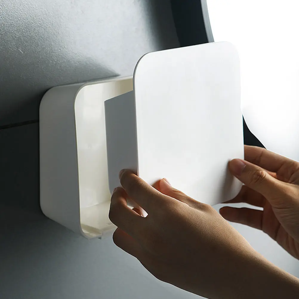 Wall-Mounted Storage Box Punch Free Compact Holder Bathroom Organizer Detachable Cotton Pads Case Garbage Can Storage Rack