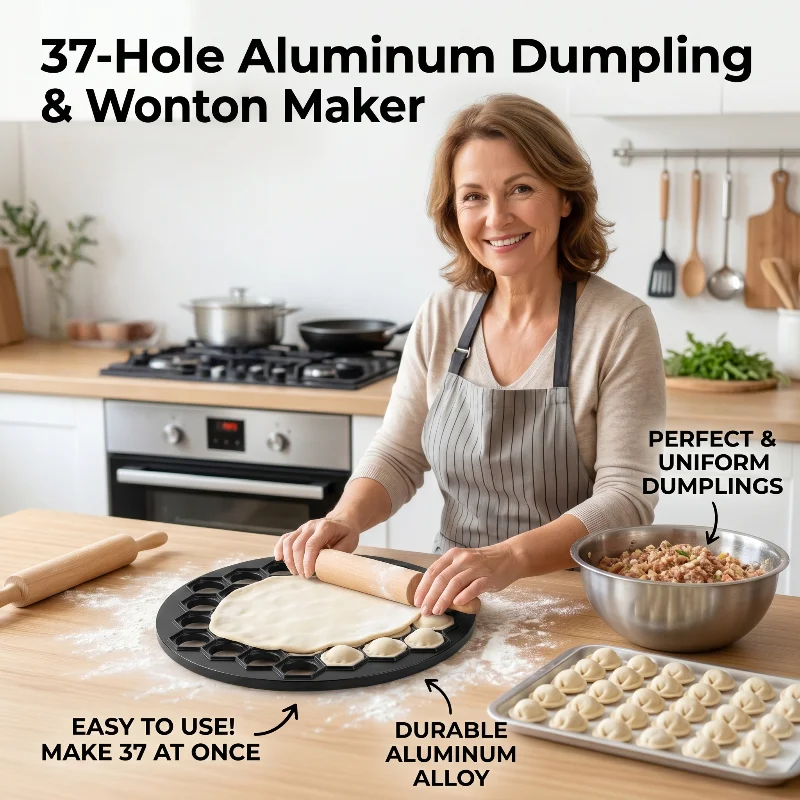 Molde para Empanadillas de Aluminio, Prensa para Raviolis de 37 Orificios, para Pasta Casera y Rellenos de Carne, Molde Multiusos para Repostería, Utensilio de Cocina