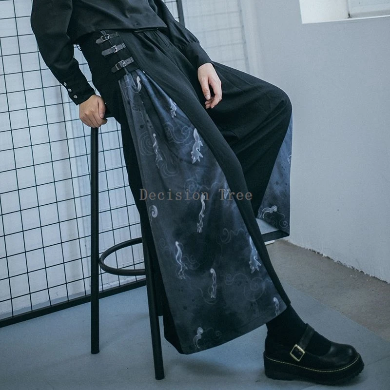 2024 fashion loose wide leg pants new chinese style improved men and women hanfu pants retro daily song pants martial arts pants