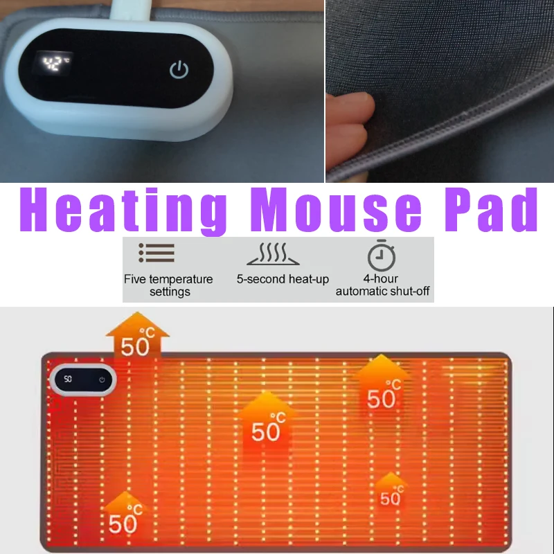 Electric Heat Mouse Pad 90x36cm Heater Mat Heating Keyboard Mouse Pads 5speeds 30°C-50°C Control 4 hours Automatic Power Off