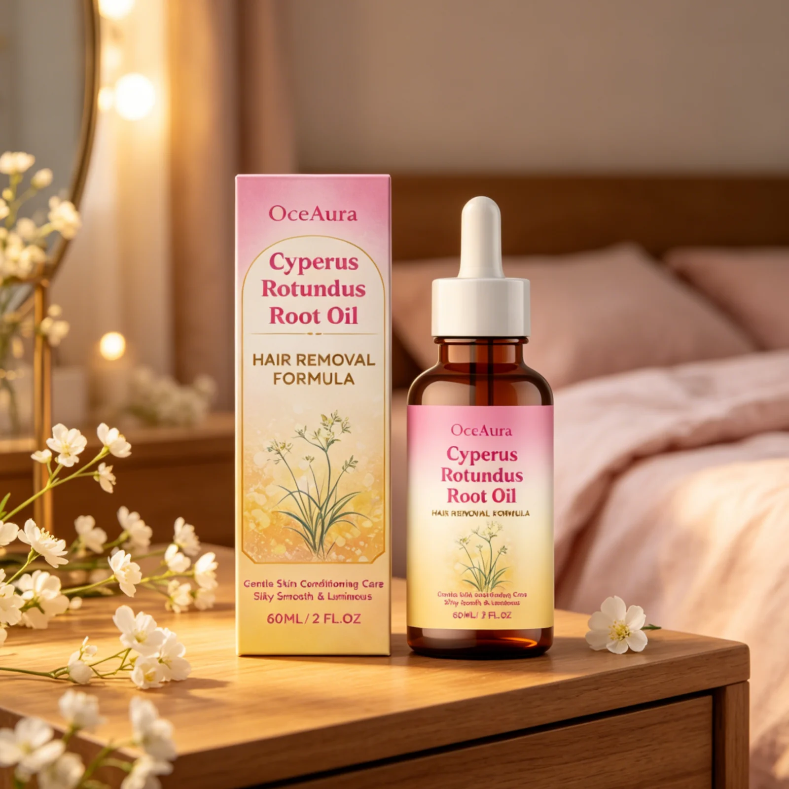 OceAura Cyperus Rotundus Hair Removal Oil Moisturizing Skin Repairing Soothes Irritation Lightweight Natural Post Depilation Oil