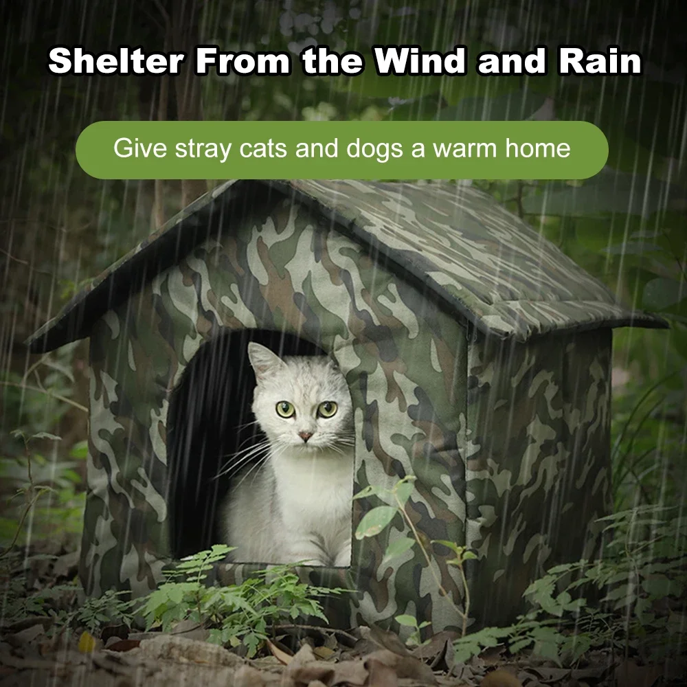 Outdoor Indoor Cat House Stray Cat Dog House Wind and Rain Shield Waterproof Easy Installation Long-lasting Warmth Nest Cat bed