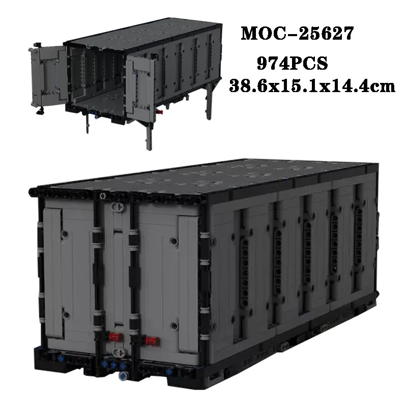 

Classic MOC-25627 Building Blocks 1:16.5 Freight Container Assembly Building Blocks 974PCS Adult and Children's Toy Gifts