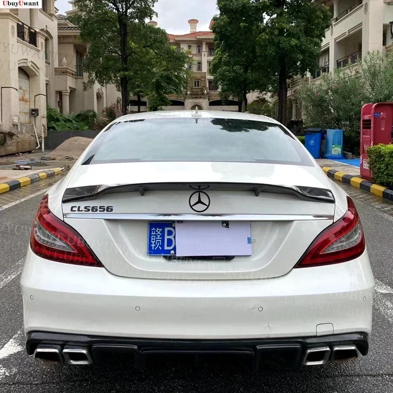 FOR Benz CLS Class W218 CLS 260 300 350 400 CLS63 AM G SPOILER Carbon Fiber Rear Trunk SPOILER Wing R Style 2011 - 2016 view 3