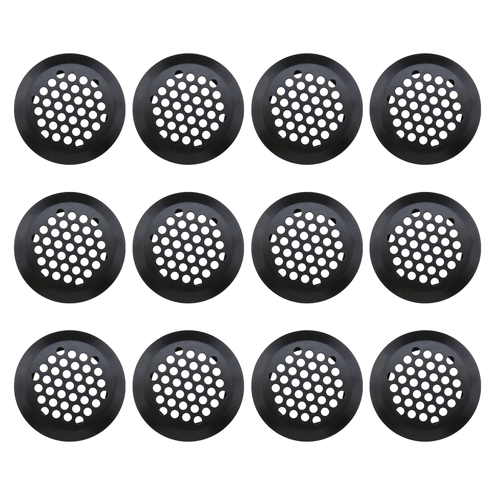 Indoor Air Quality Ventilators Cooling Air Vent Holes Ventilation Grilles 35mm Air Vent Soffit Stainless Steel 12pcs Black