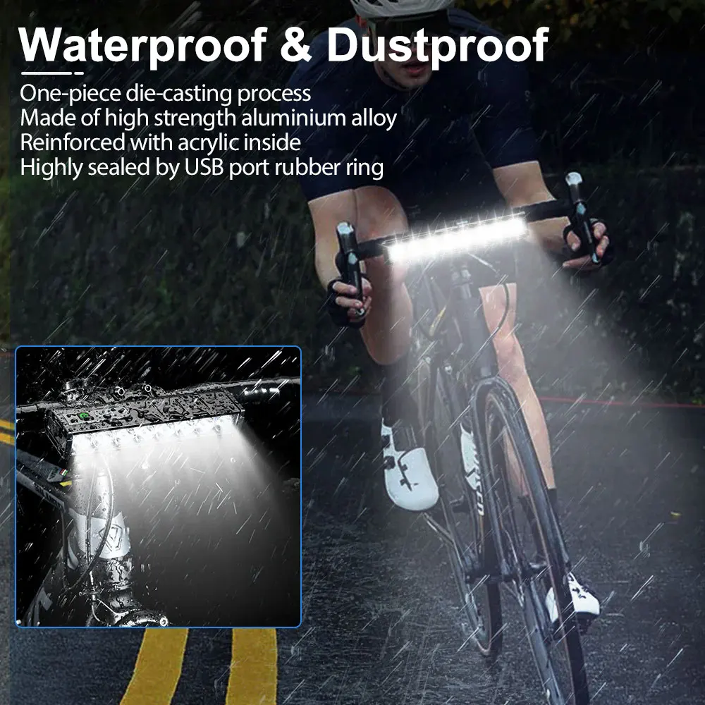 VASTFIRE Luce per bicicletta anteriore 10000 Lumen Luce per bici 10000 mAh Torcia impermeabile Ricarica USB MTB Lampada per ciclismo su strada