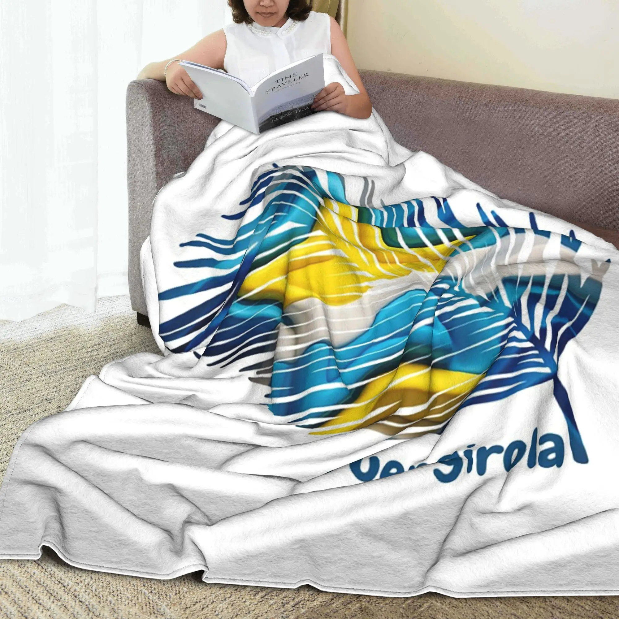 

Abstract Flag of Fuengirola Feather Design Blanket Fleece Sofa Throw Blanket for Couch Bedding Office Throws Bedspread Quilt