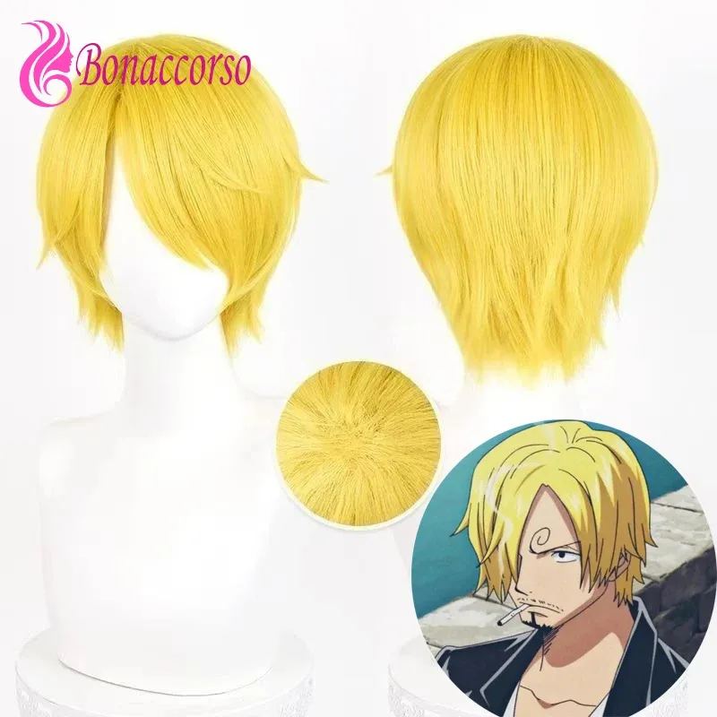 Vinsmoke Sanji تأثيري الاصطناعية قصيرة مستقيمة أنيمي Coser ألياف مقاومة للحرارة شعر مستعار عالي الجودة Halloweenx ؛ 3,f'6,h.7;j #2