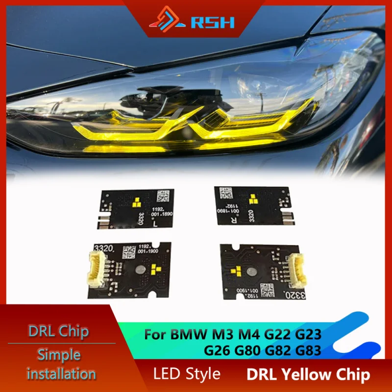 

Car Yellow Chip For BMW 4 Series M3 M4 G22 G23 G26 G80 G82 G83 2021-2023 Golden Eye LED Daytime Running Lights Plug And Play
