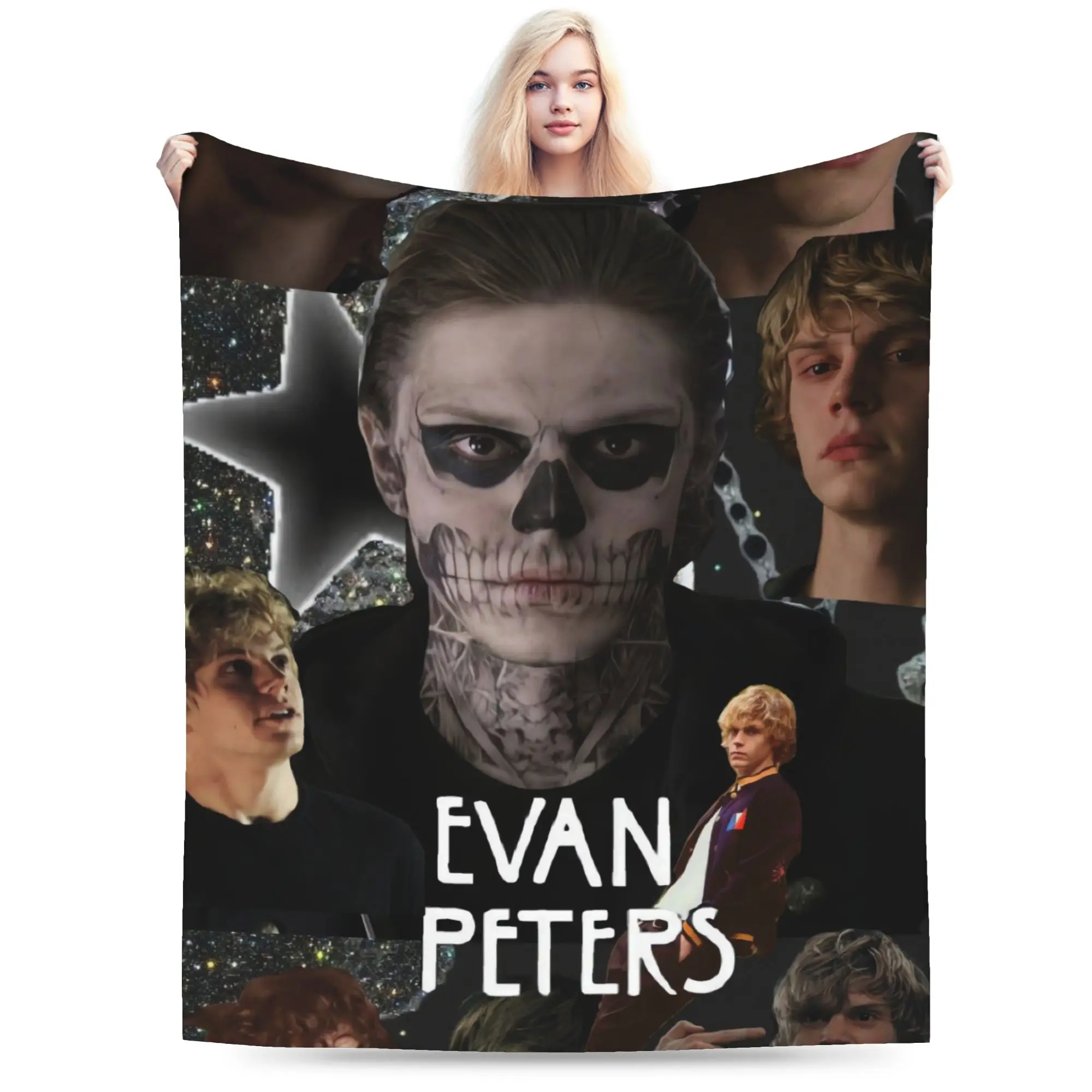 Bold Evan Peters Dark Edit Blankets Quality Super Warm  Throw Blanket Spring Travel Office Couch Chair Funny Bedspread