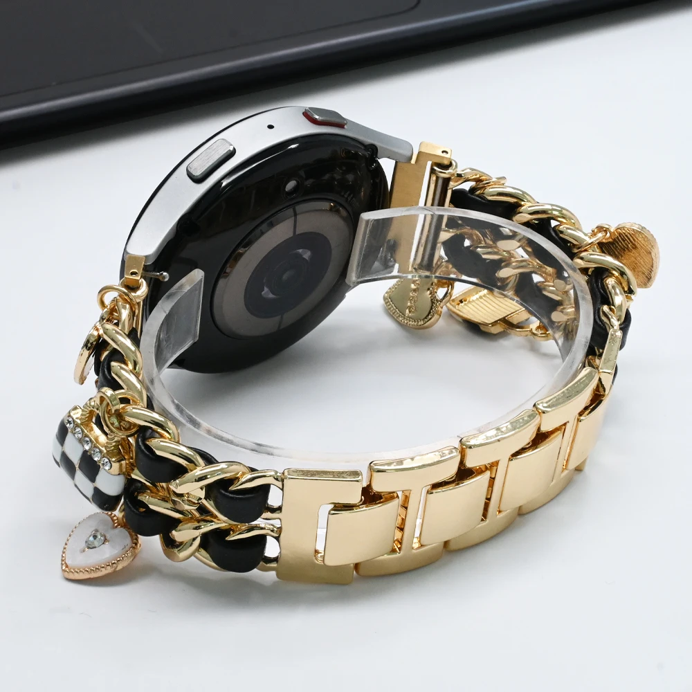 

20mm Womens Stainless Steel Band For Samsung Galaxy Watch FE 7 6 5 40mm 44mm Luxury Metal Strap Bracelet For 6 Classic 42 46mm