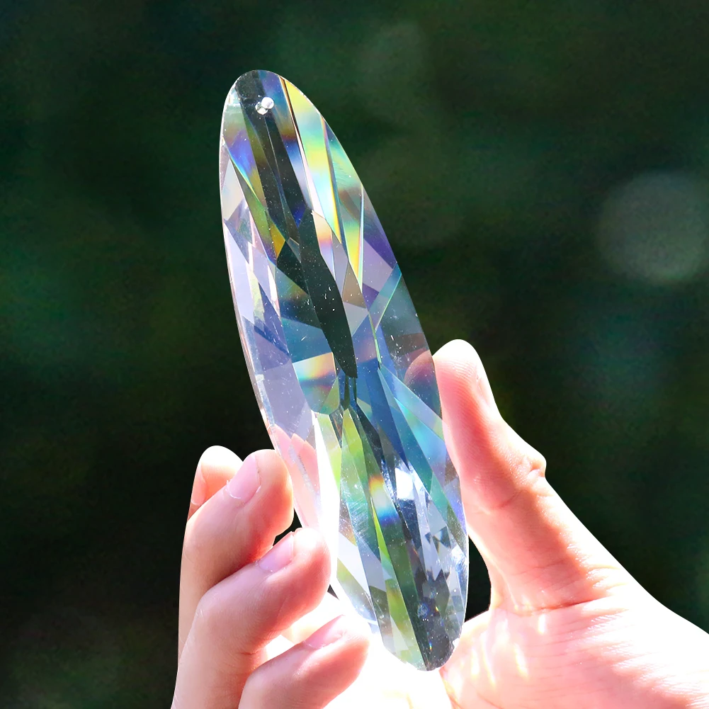

120MM Oval Shuttle Faceted Glass Crystal Pendant Chandelier Pillar Lamp Suncatcher Curtain DIY Wedding Ornament Rainbow Maker