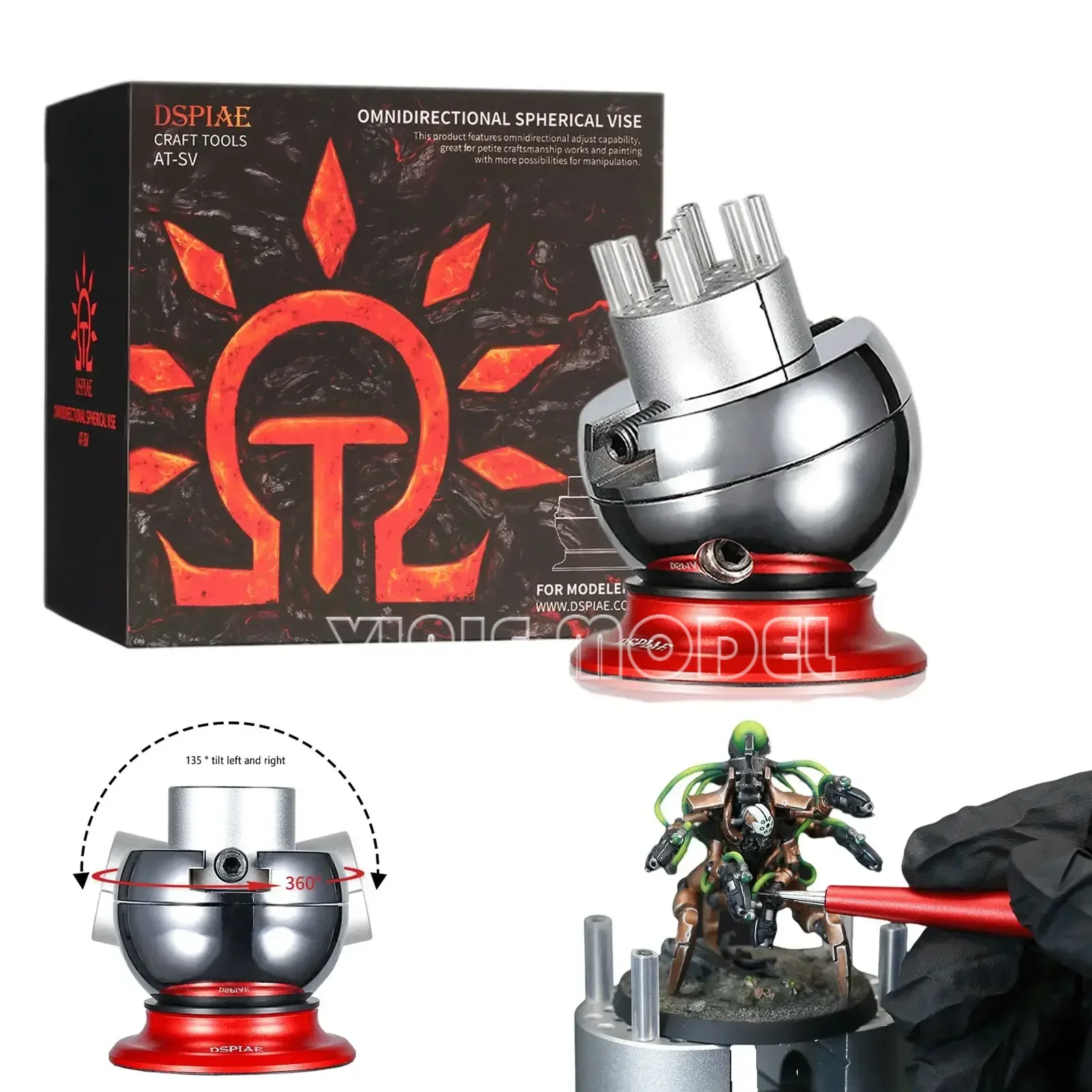 

DSPIAE AT-SV omnidirectional ball clamp 360 degree rotating ball clamp, fixed coloring tool, military model making hobby toolDIY