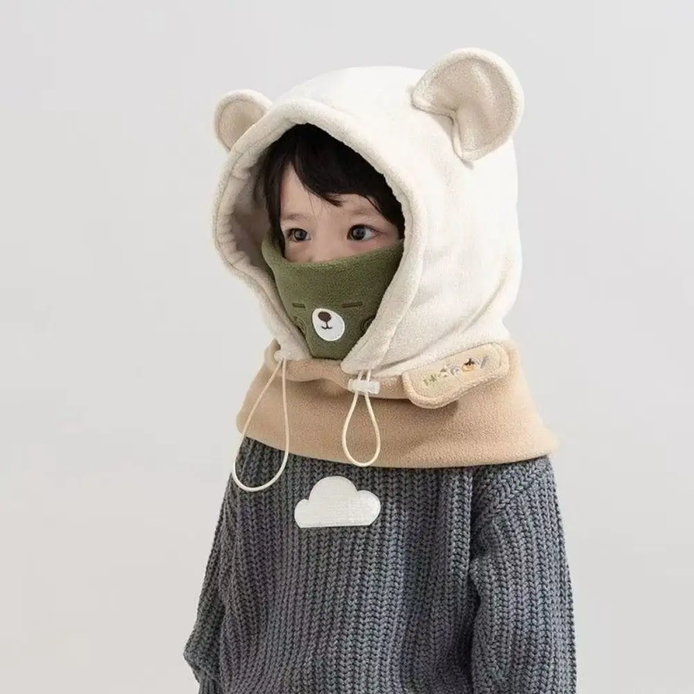 

Face Cover 3 in 1 Cute Winter Hats Mask&Scarf Soft One-piece Hats Plush Neck Protection Cartoon Animal Beanie Hats Outdoor