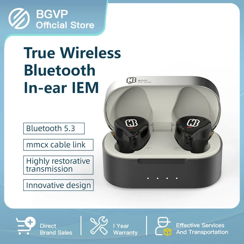 

Беспроводные наушники BGVP Q3 TWS Bluetooth, беспроводные наушники-вкладыши с зарядкой чехол HIFI, мониторы-вкладыши, наушники с кабелем MMCX, неограниченная производительность