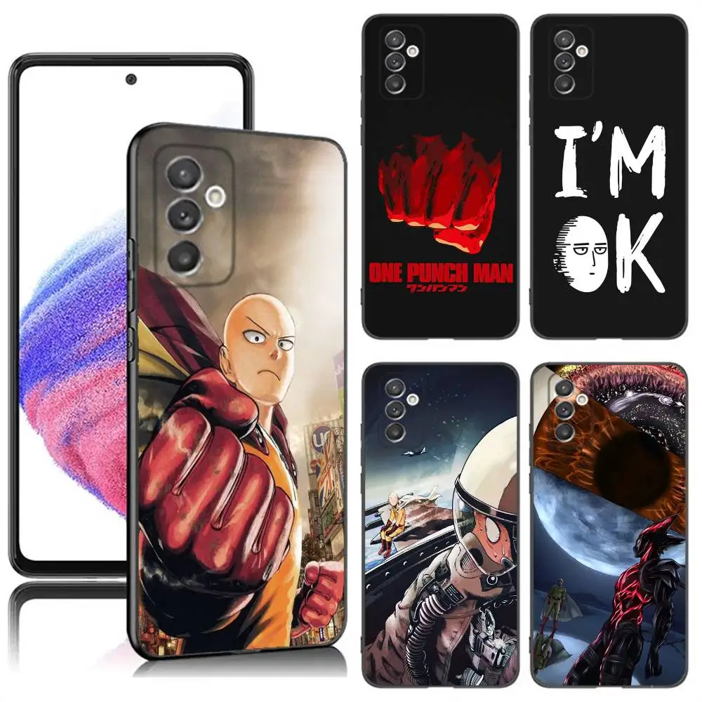 

One P-Punch-Man Phone Case For Samsung S24,23,22,30,21,10,9,Ultra,Plus,Lite,FE,5G Black Soft Case