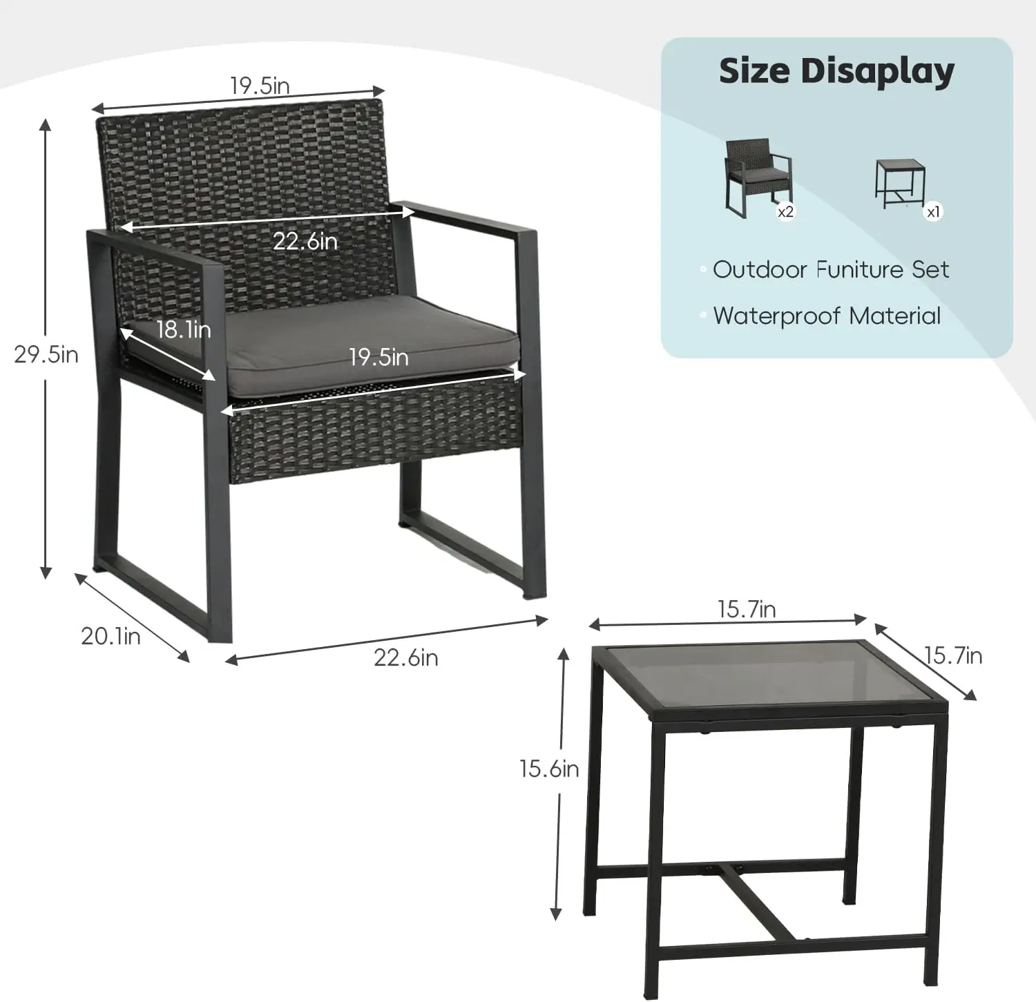 Gartenmöbel, Veranda möbel mit elastischem Rohr, Stück Terrassen set mit Glas tisch, Balkon möbel mit Metall
