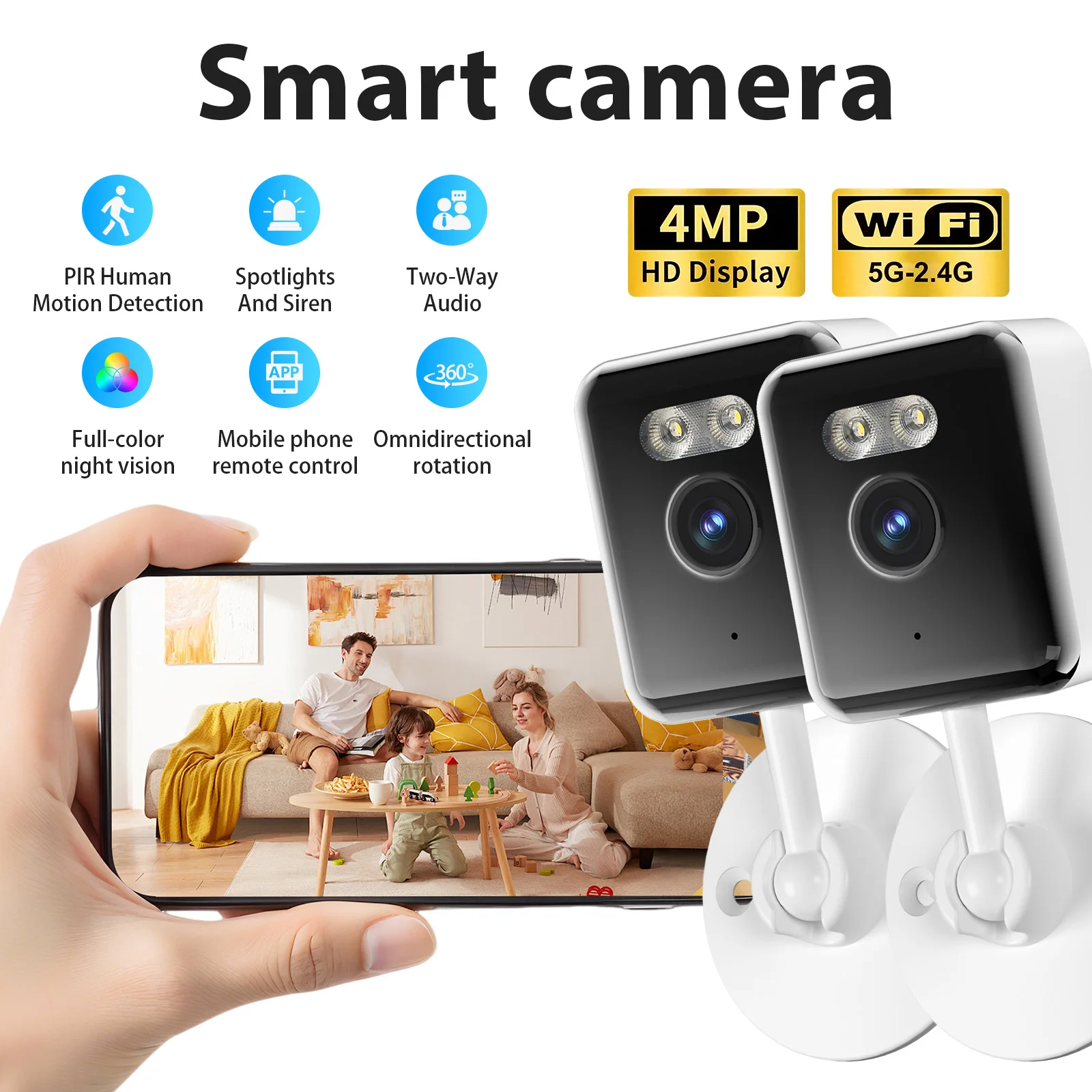 

WESECUU 4MP WiFi Camera Smart Home Outdoor Wireless IP Surveillance Camera Security Baby Monitor CCTV Audio Video Surveillance