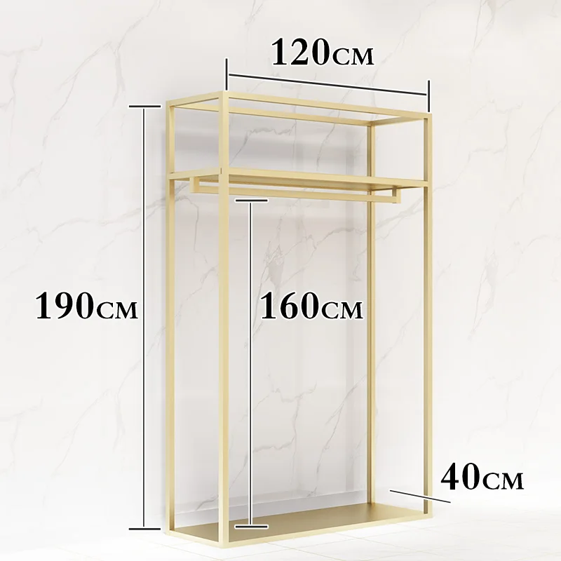 custom，Fashionable Clothes Shop Fixture Furniture Retail Clothes Stand Gold Clothes Racks for Shops