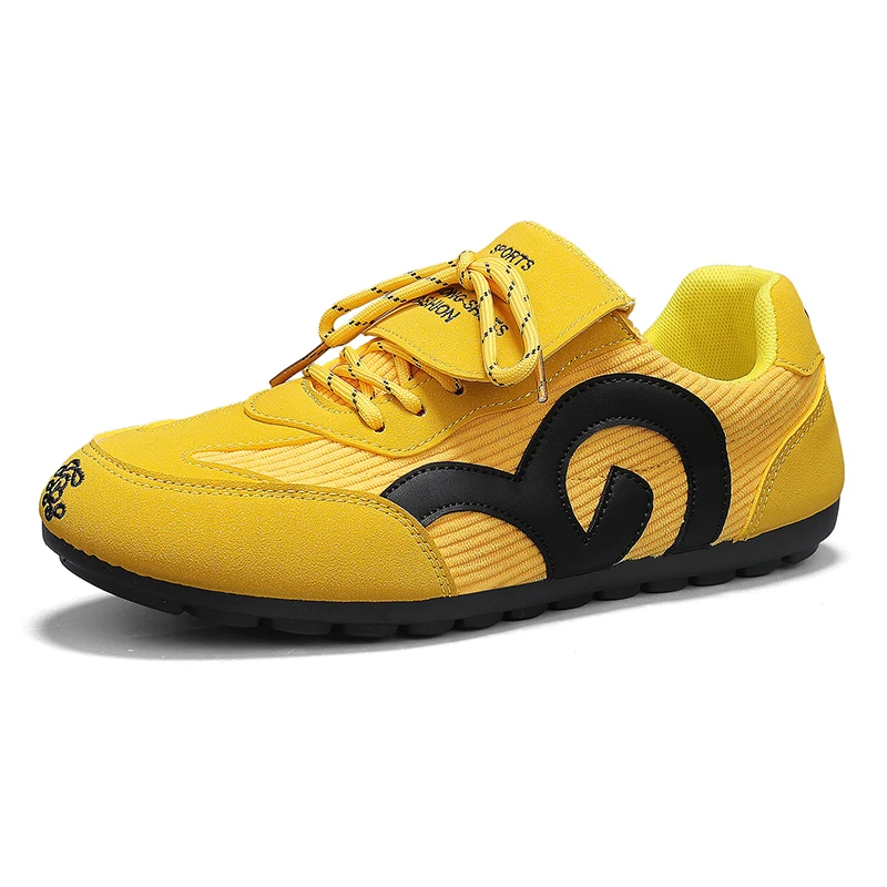 العلامة التجارية الرجعية الرجال الأصفر احذية الجري الراحة شقة حذاء رياضة كاجوال الرجال تنفس الأصلي الرجال أحذية رياضية من قماش القنب تنيس masculino