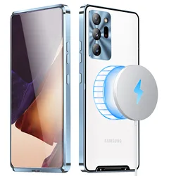 Luxury Original Metal Frame Magnetic Phone Cases For Samsung Galaxy Note20 Note 20 Ultra Mac Safe Bumper Cover Case