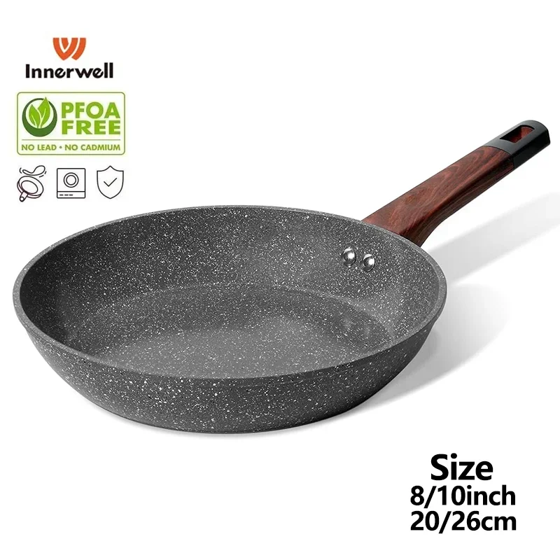 

Innerwell 8/10inch Nonstick Frying Pan Skillet Kitchen Nontoxic Stone Cookware Omelet Pie Steak Cooking Pots Suitable All Stoves