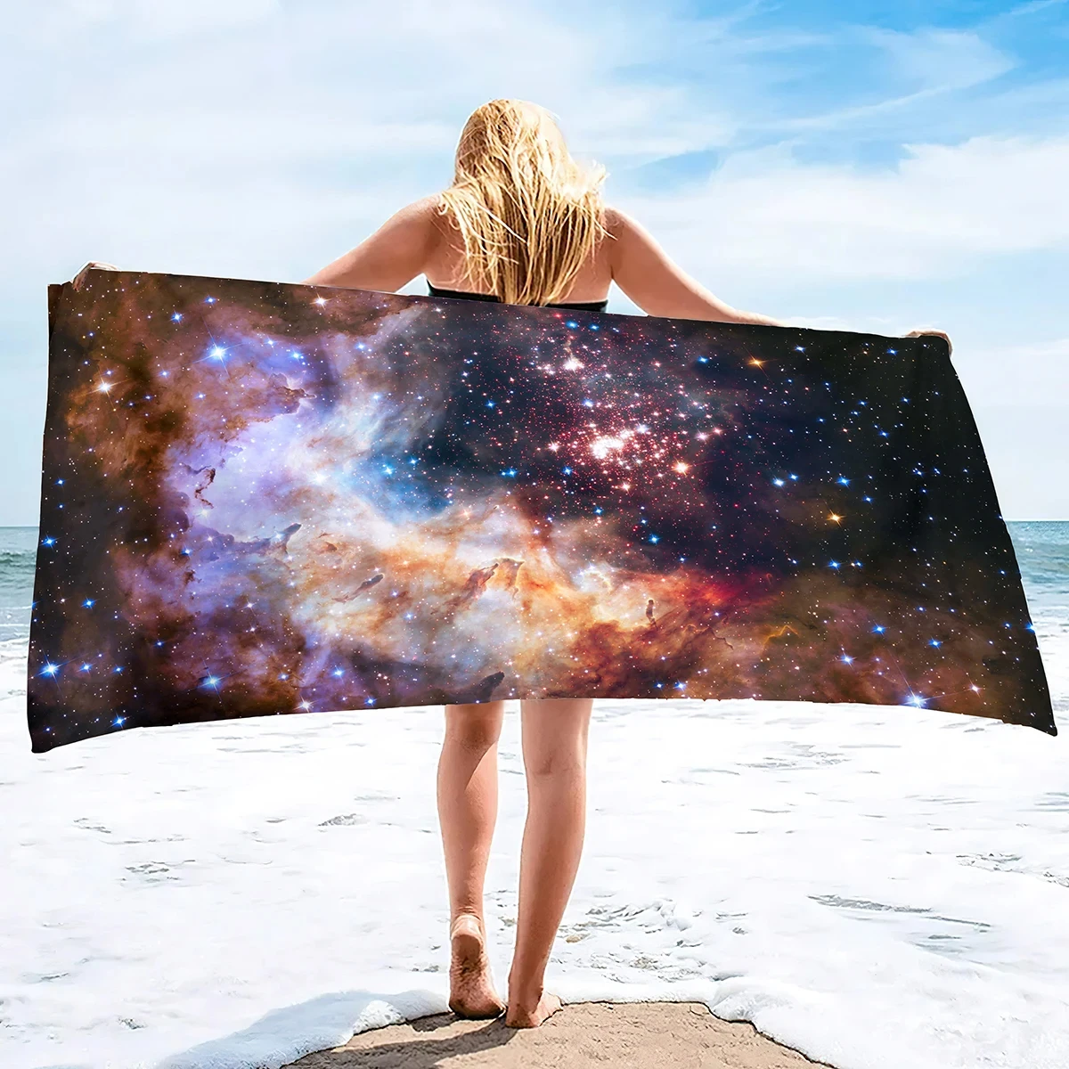 Beautiful Space Galaxy Nebula Beach Towel Outdoor Pool Towel Absorbent Quick Dry Home Bath Towel Blanket for Kids Women Men