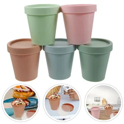 10 Pcs Dessert Cups Containers Ice Cream Homemade Storage For Freezer Yogurt With Lids