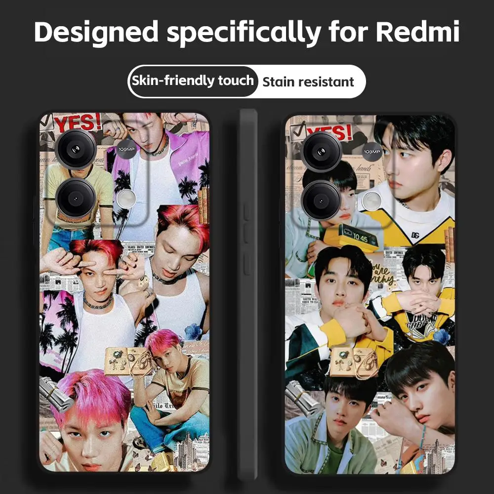 Корейская поп-музыка группа EXO Чехол для телефона для Redmi Note 14 13 12 11 Pro Plus S 5G 14C A3 Мягкий черный чехол для телефона