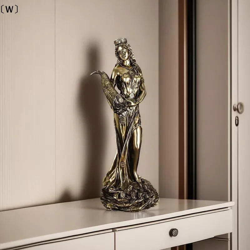〔W〕Tyche Goddess Fortune Statue Ancient Greek Sculpture Wealth Cash Register Opening Gift Office Lucky Decor Ornament〔Winter1〕