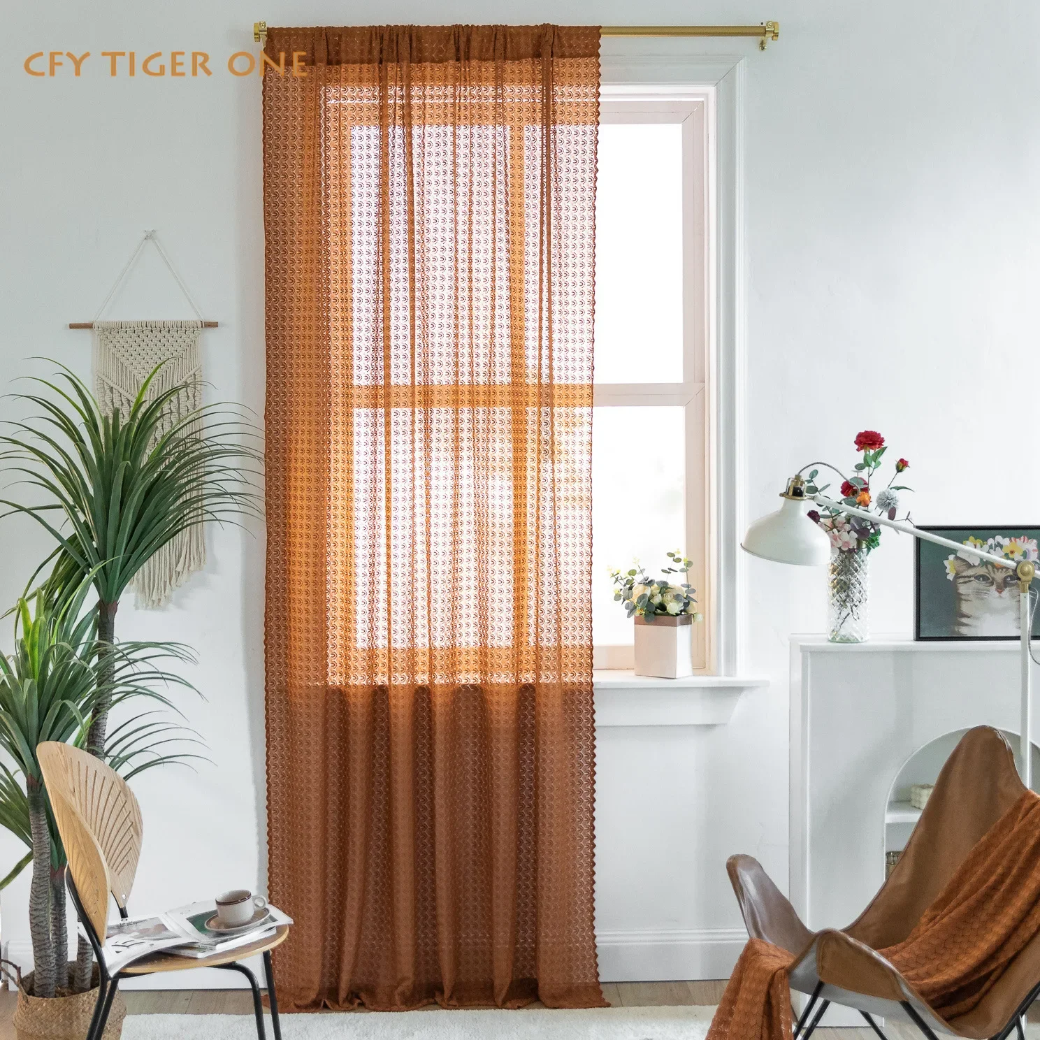 Cotton Linen Lace hollowed-out wheat ears Blackout Window Curtain Ready-made Drapes for Bedroom Curtains In The Living Room