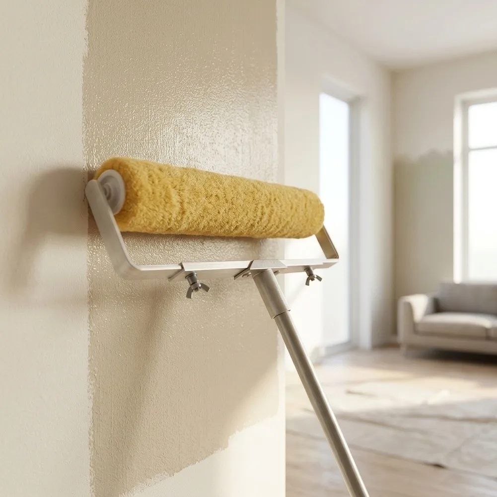 Sturdy Lambskin Roller Brush with Integrated Aluminum Frame for Long-Term Use in Artistic and Renovation Tasks