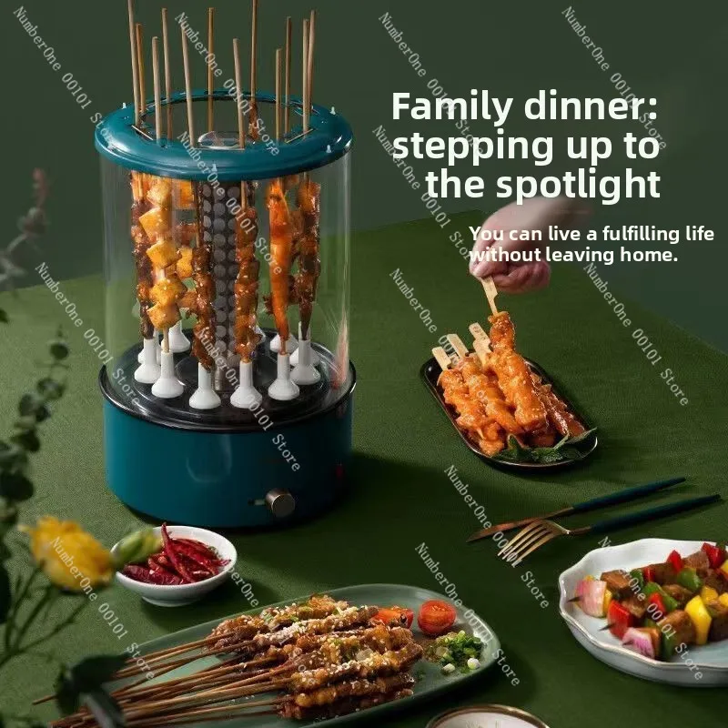 Air Fryer Skewer Machine, Smokeless BBQ Grill for Lamb Skewers, Multifunctional Household Automatic Griller