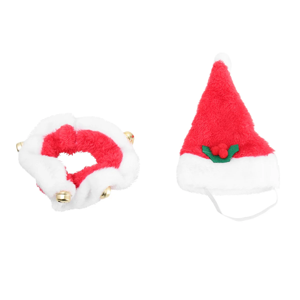 

Creative Pet Santa Hat Collar Set Comfortable Good Texture Unique Design Christmas Party Holiday Gift for Pets S