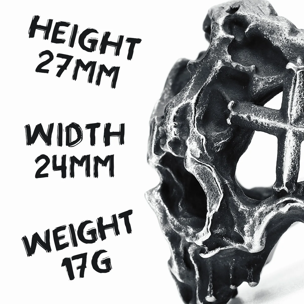 Hollow Skull Men Ring 316L Stainless Steel Weathering Cranium Rock HipHop Party for Biker Rider Male Boyfriend Jewelry Best Gift