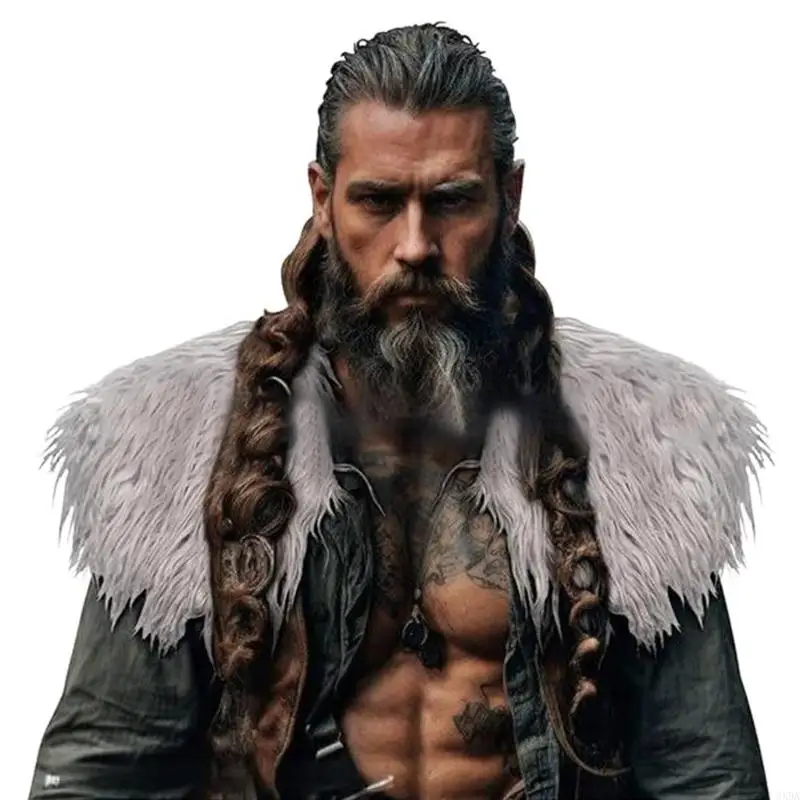 épaule médiévale en fausse fourrure pour le gros cosplay Cold temps événement extérieur 6xda