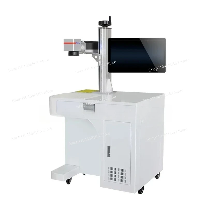 ​​20W-50W Fiber Laser Marking Machine - Cabinet-Style Metal Engraver with Rotary Axis for Jewelry & Steel​​