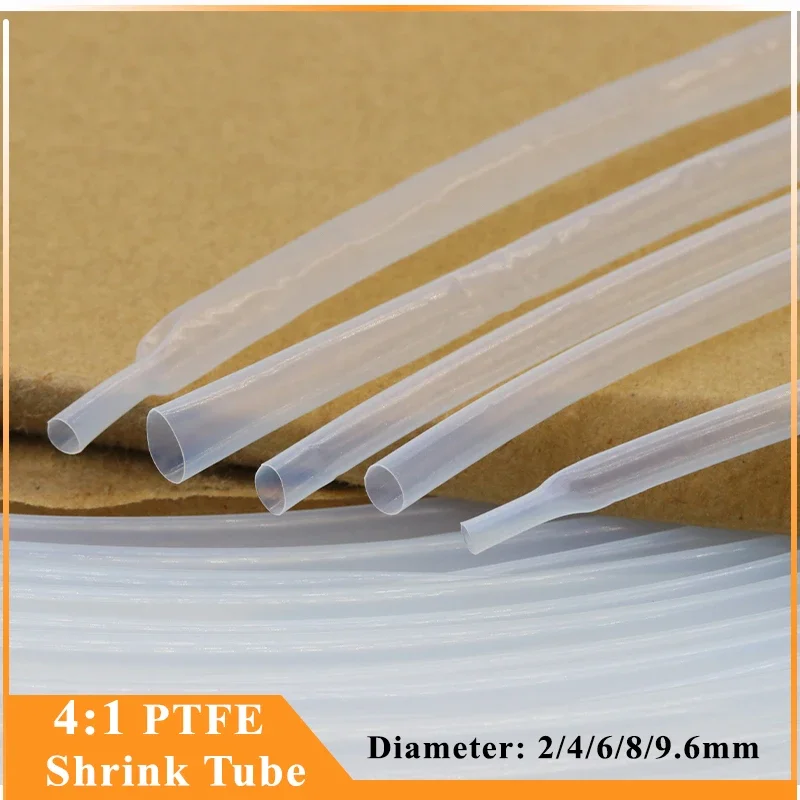 

1~30M 4:1 PTFE Clear Heat Shrink Tube Sleeving Dia 2/4/6/8/9.6mm High Temperature and Oil Resistant Pipe Shrink Tubing for Wires