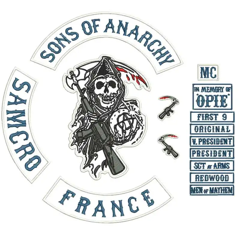 SON OF Anarchy USA rocker Patch Embroidered Applique Sewing Label punk biker Patches Clothes Stickers Apparel Accessories Badge