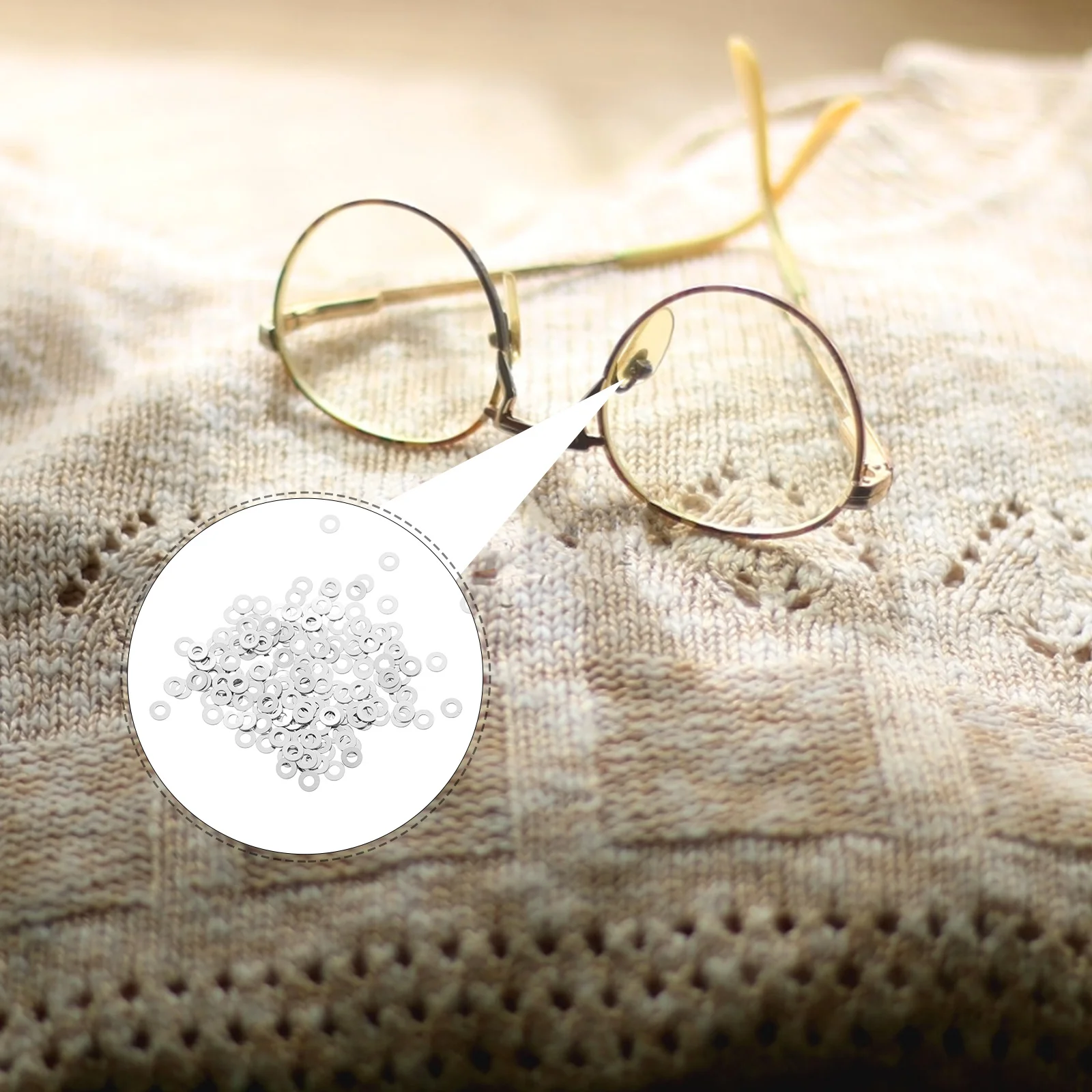

200Pcs Metal Flat Washers Eyeglass Frame Inserts for Rimless Glasses Repair Replacement Spacers Tighteners Pads