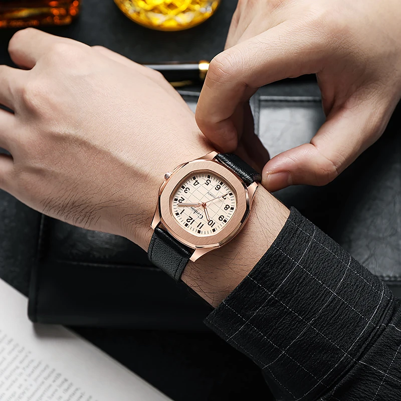 New Arrival Fashion Leather Band Men Watch Sport Wristwatch relojes de cuarzo de hombre erkek kol saati montre luxe marque homme