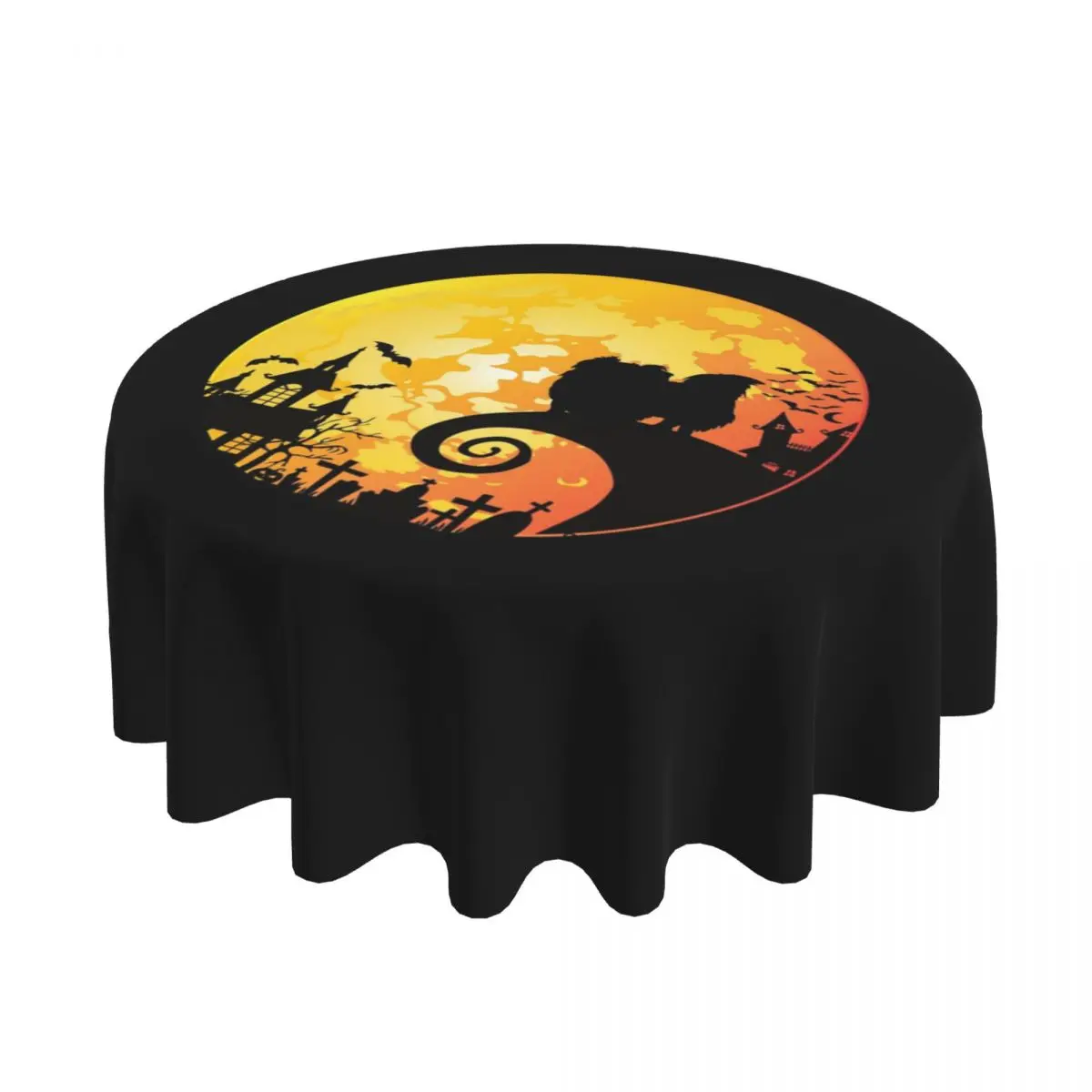 

Пекинская собака и луна на Хэллоуин, водонепроницаемая круглая скатерть, маслостойкая скатерть для кухни, чехол для обеденного стола 60 дюймов