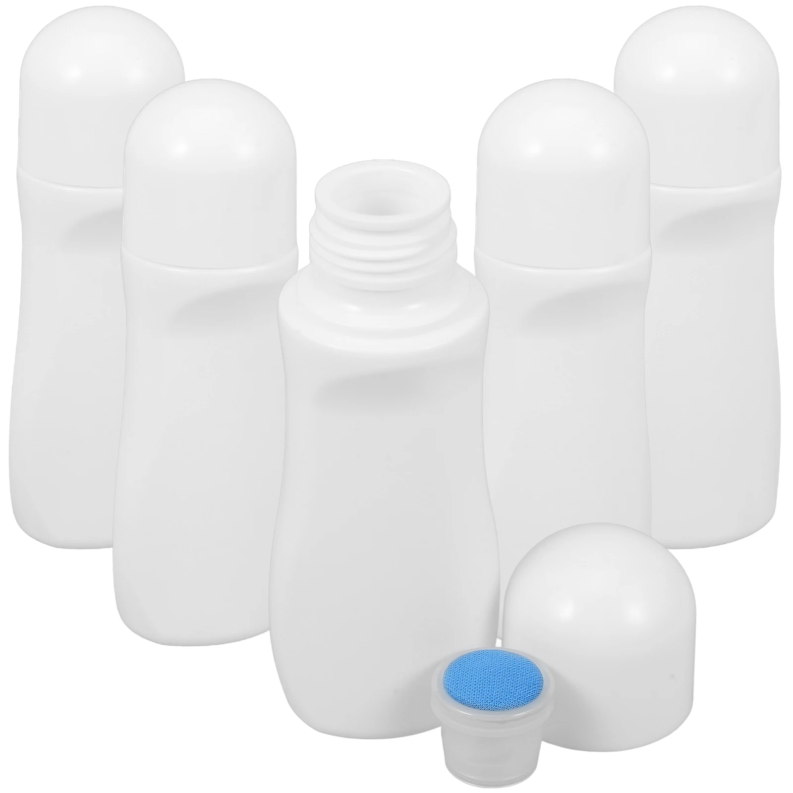 

6pcs 60ml White Liniment Bottles Sponge Heads Reusable Travel Size Liquid Application Plastic Bottle Small for Liquid
