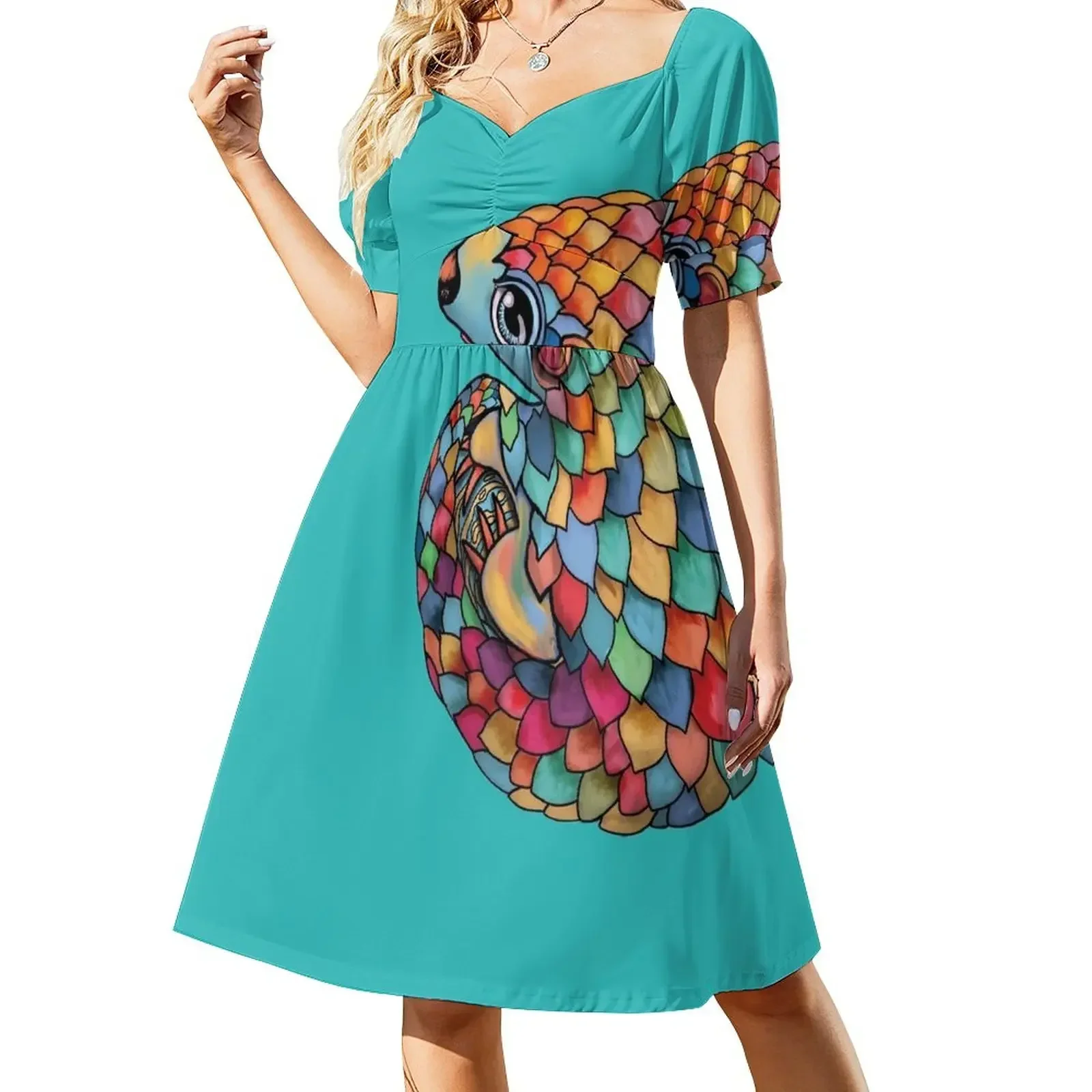 

Rainbow Pangolin Short-Sleeved Dress woman dress Evening gown Women's clothing prom dresses 2025 Dress