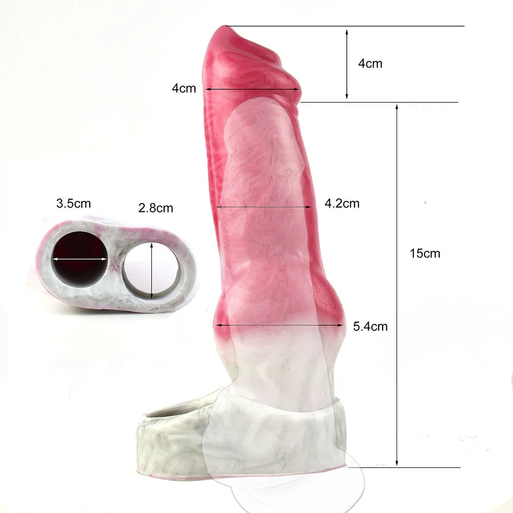 FAAK Fantasy Dog Knot Sheath Silicone Penis Sleeve Raw Gory Meat Color Dildo Extender Cock Enlargement Sex Toys For Men