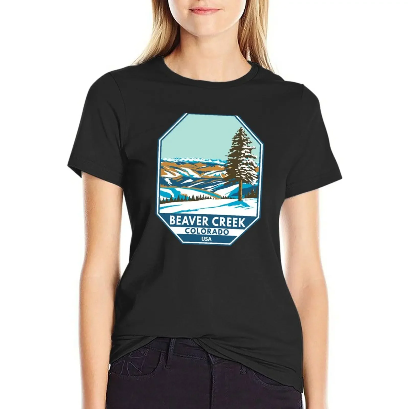 Beaver Creek Ski Area Winter Colorado T-Shirt Short sleeve tee lady clothes Women t-shirts