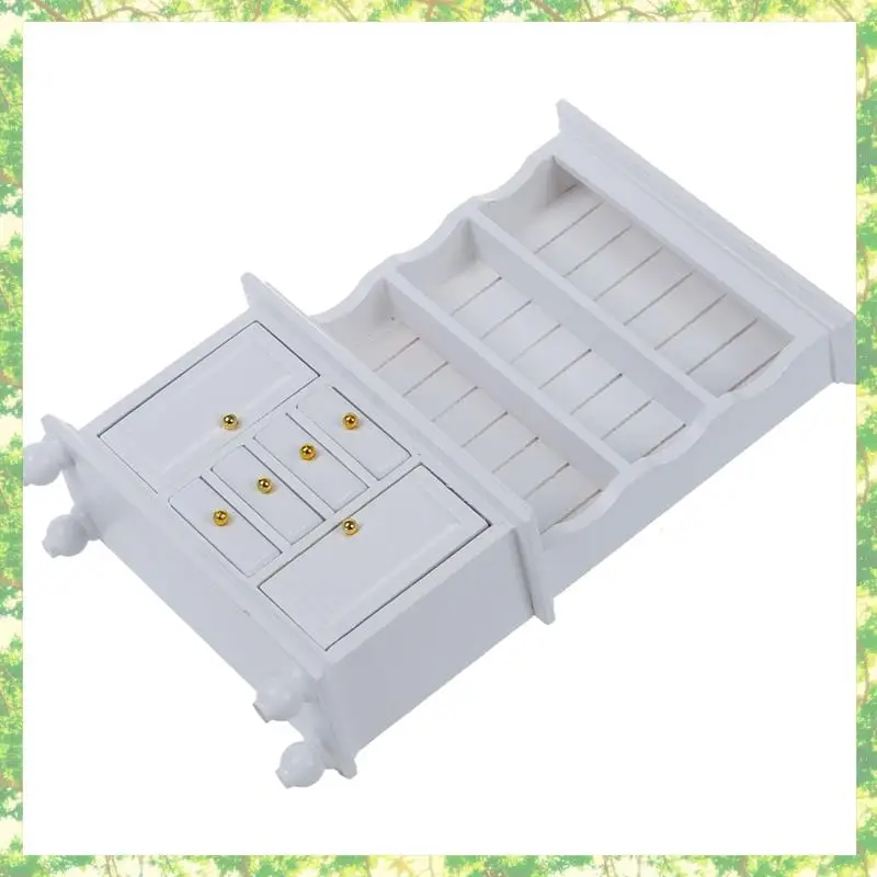 Umweltfreundlich-2X, 1/12 Puppenhaus Miniaturmöbel Multifunktions-Holzschrank Bücherregal Weiß