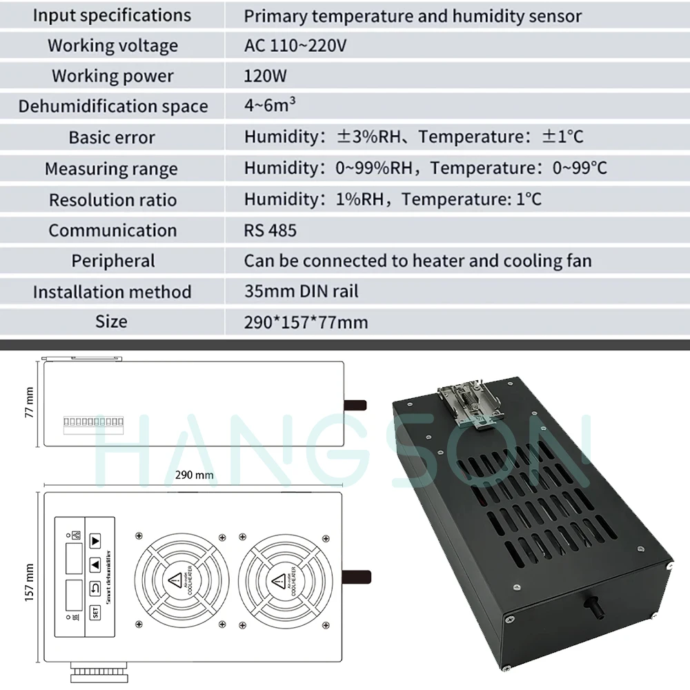 120W RS485 Smart Air Dryer With Heating Function Industrial Intelligent Auto peltier Dehumidifier For Cabinet