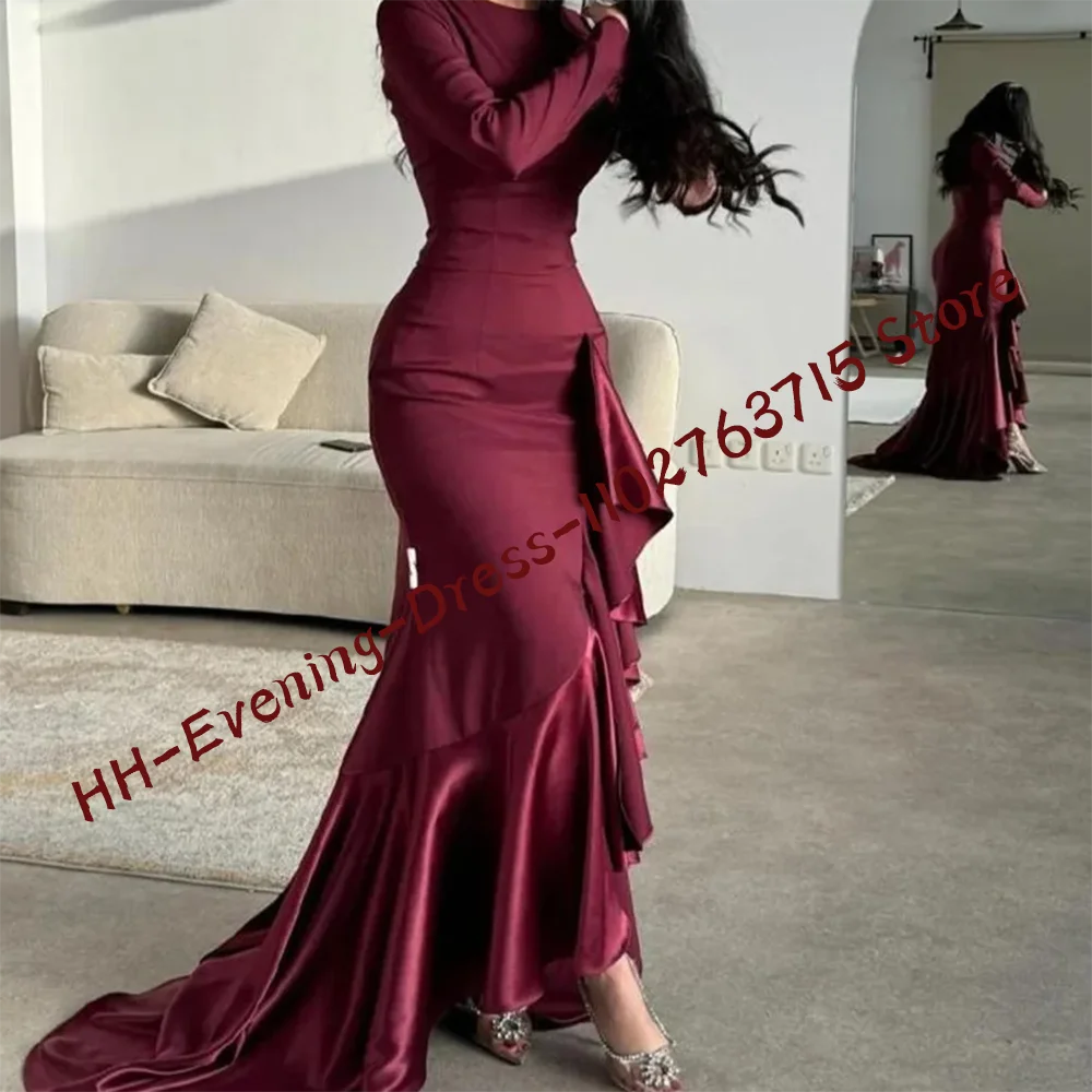 Vestidos de noche formales de sirena escalonados con cuello redondo elegantes vestidos de fiesta de cumpleaños personalizados
